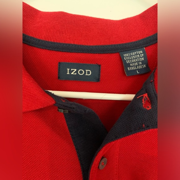 IZOD Red Navy Polo shirt men size Large - Picture 4 of 4
